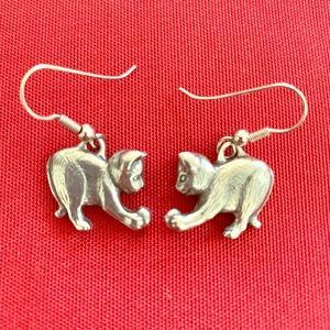 Sterling Silver Cat Earrings